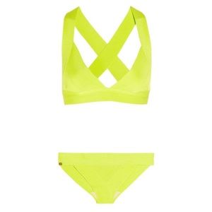 Herve Leger bandage swimsuit in lemon